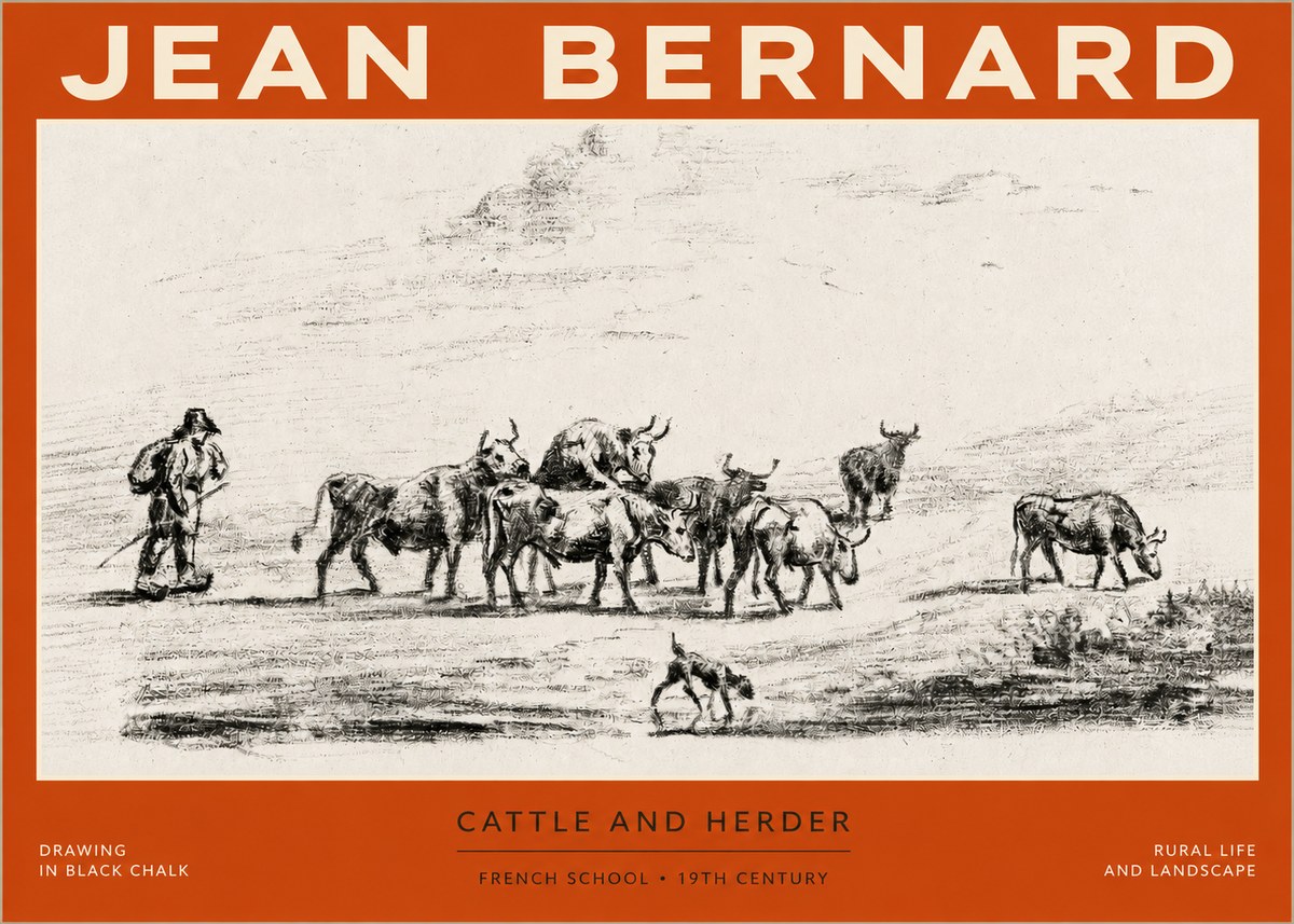 Jean Bernard Cattle and Herder No2 - Affiche