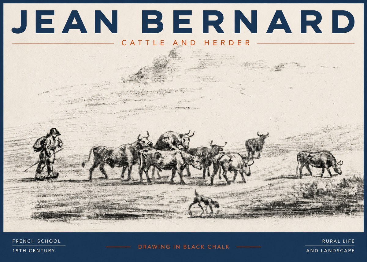 Jean Bernard Cattle and Herder No3 - Affiche