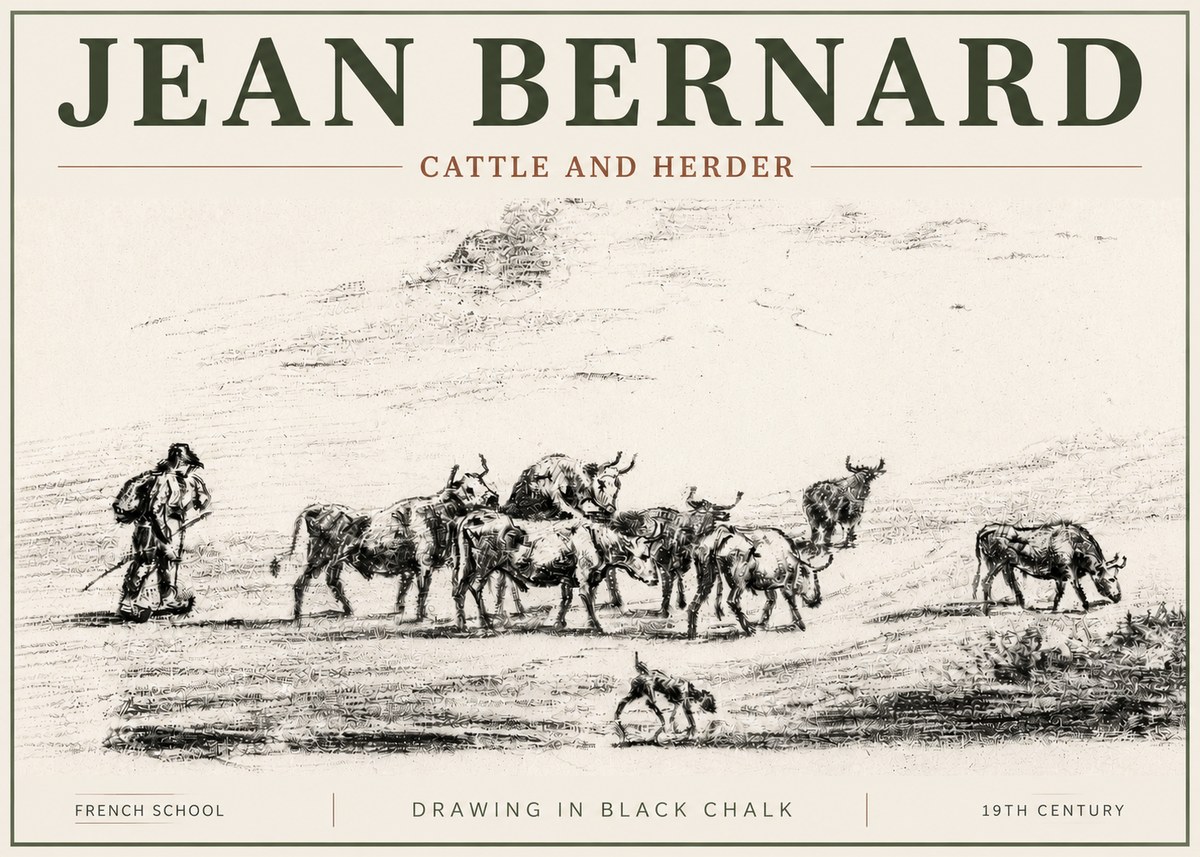 Jean Bernard Cattle and Herder No4 - Affiche