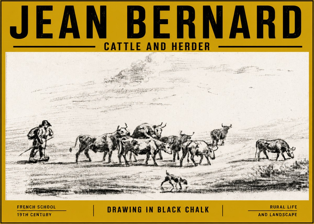 Jean Bernard Cattle and Herder No5 - Affiche