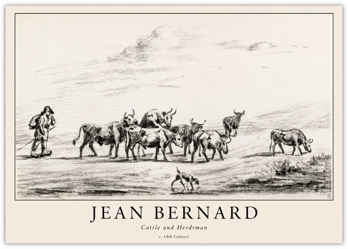 Jean Bernard Cattle and Herder No6 - Affiche