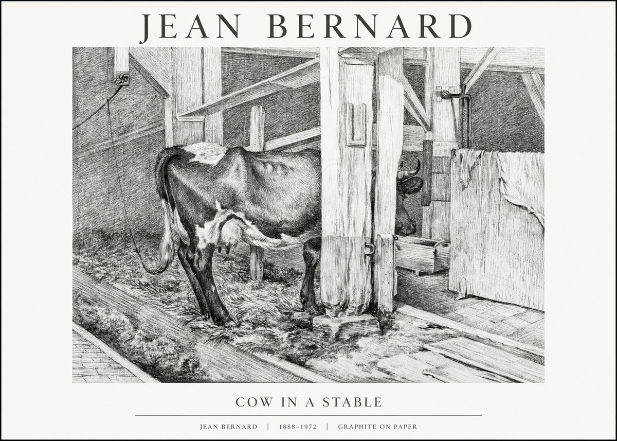 Jean Bernard Cow in a Stable No1 - Affiche