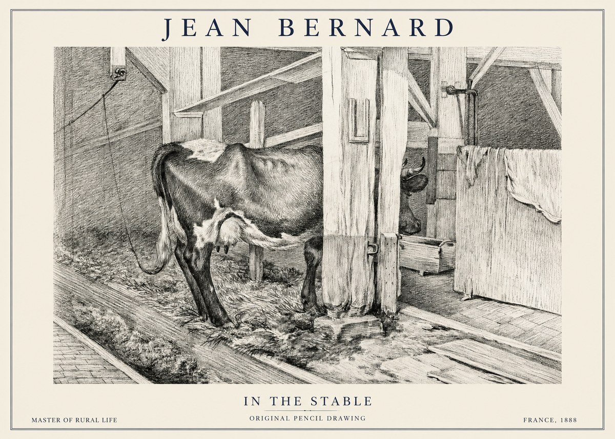 Jean Bernard Cow in a Stable No6 - Affiche