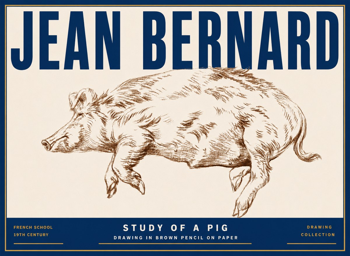 Jean Bernard Study of a Pig II No5 - Affiche