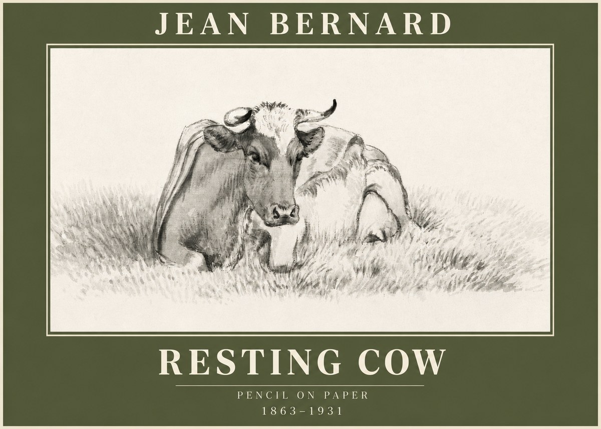 Jean Bernard Resting Cow IV No3 - Affiche