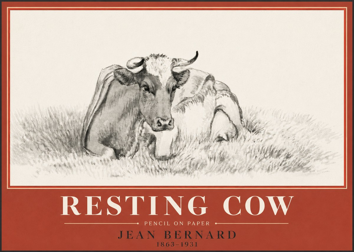 Jean Bernard Resting Cow IV No4 - Affiche