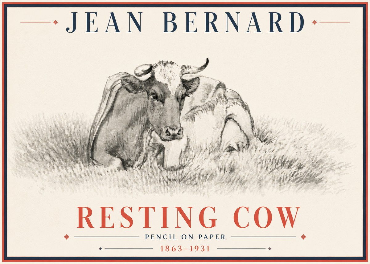 Jean Bernard Resting Cow IV No5 - Affiche