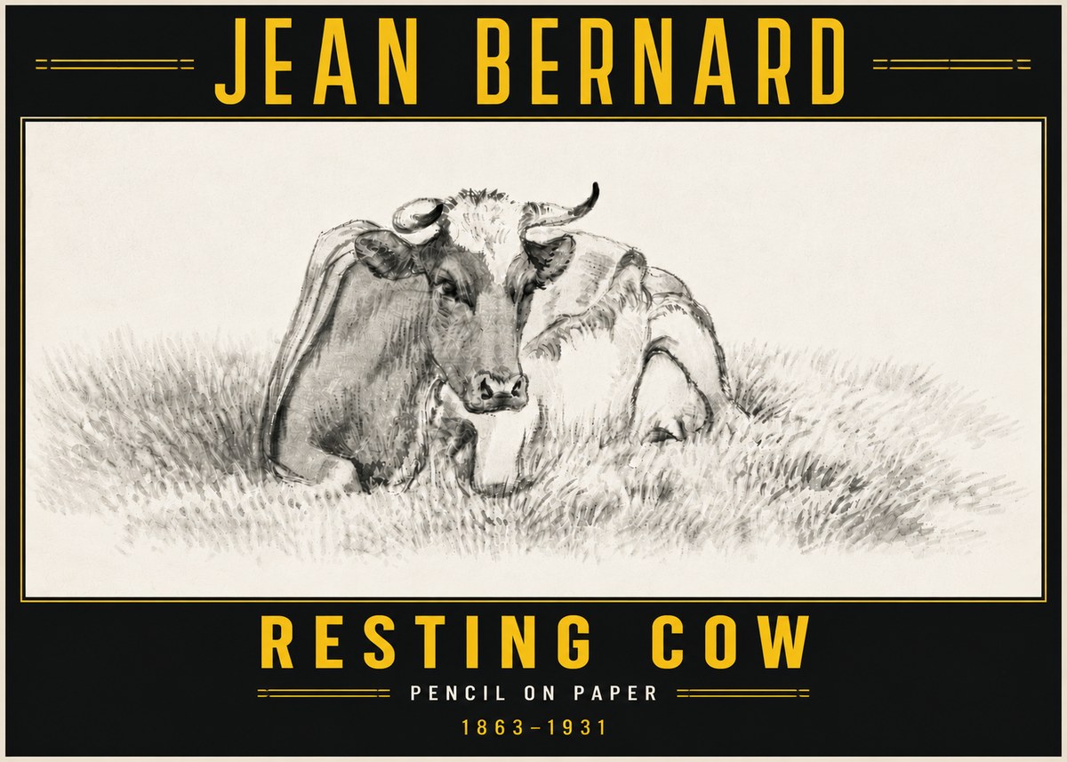 Jean Bernard Resting Cow IV No6 - Affiche