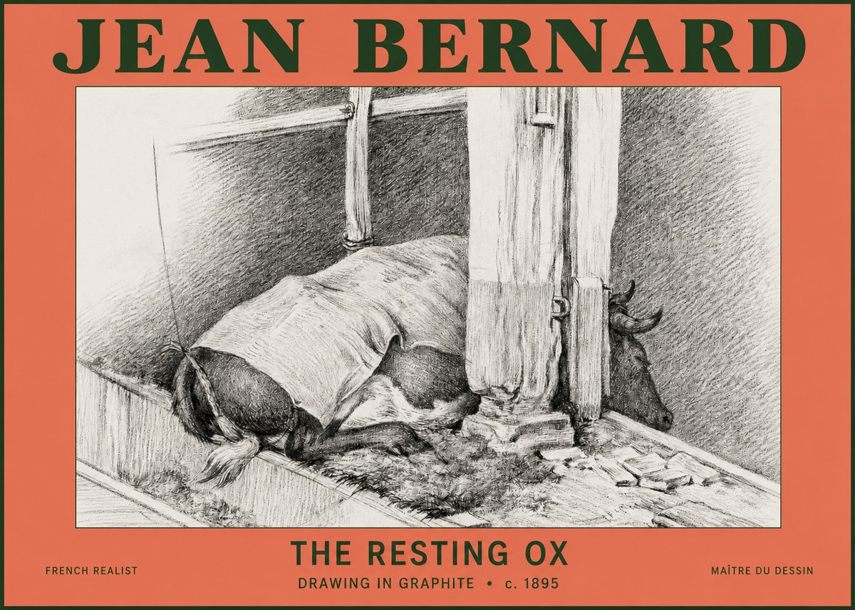 Jean Bernard The Resting Ox No2 - Affiche