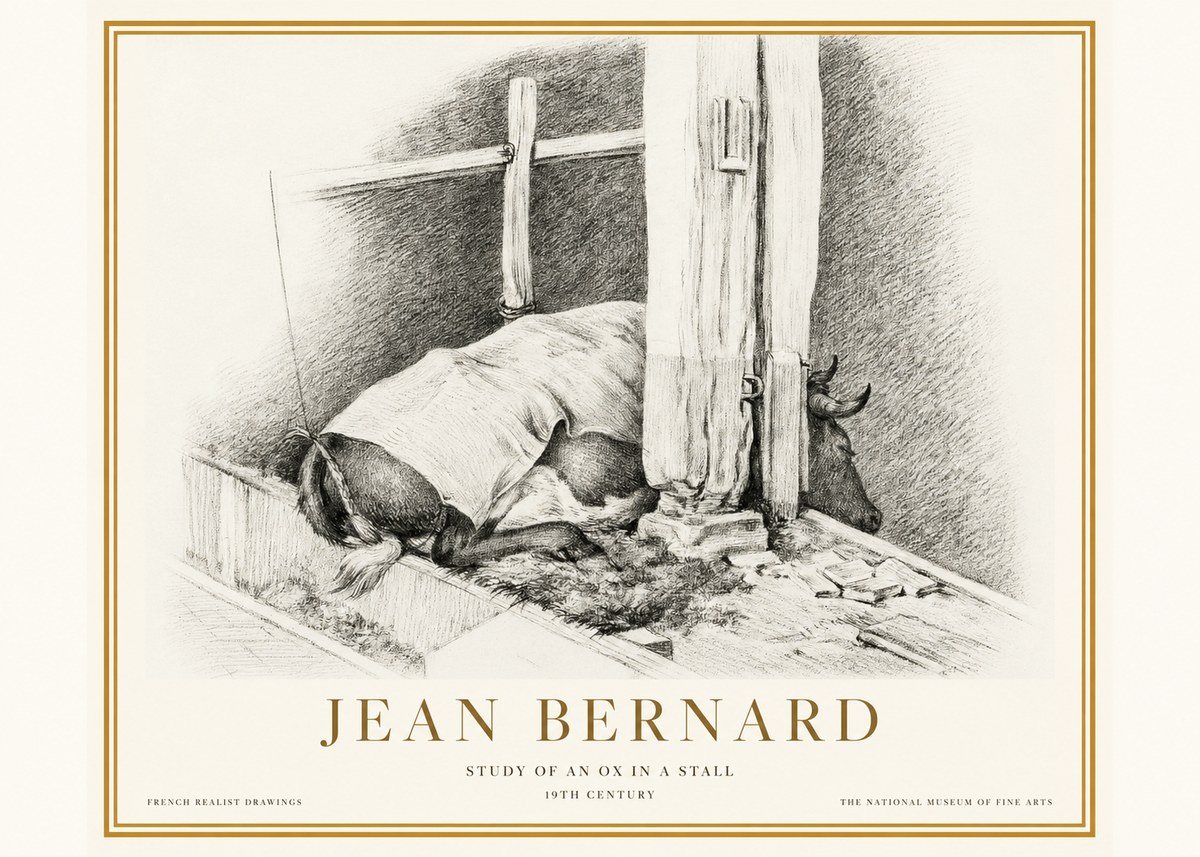 Jean Bernard The Resting Ox No5 - Affiche