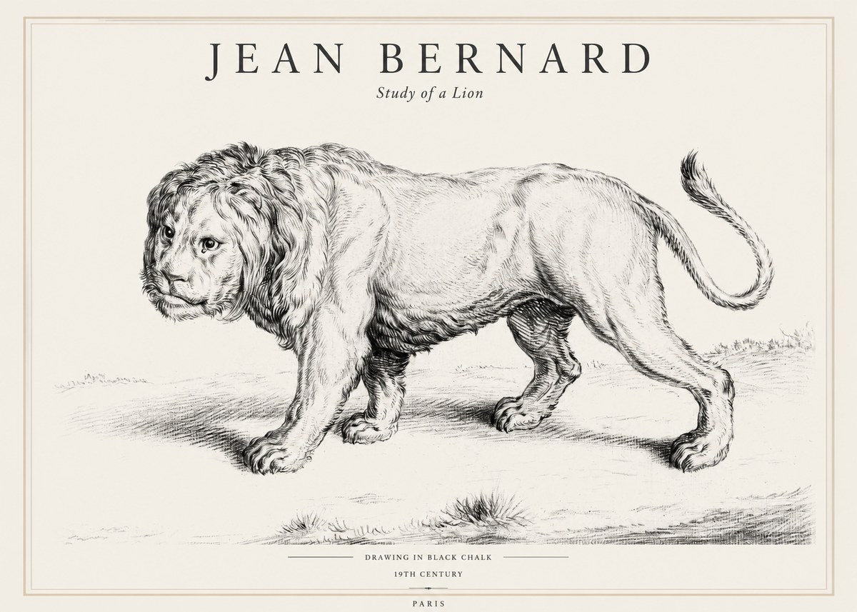 Jean Bernard Study of a Lion II No1 - Affiche