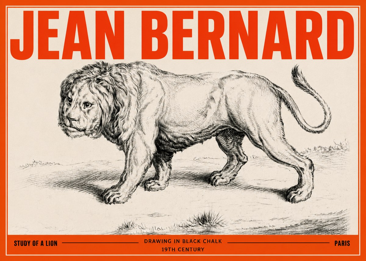Jean Bernard Study of a Lion II No3 - Affiche