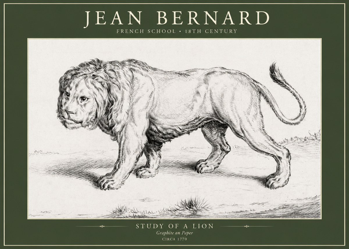 Jean Bernard Study of a Lion II No5 - Affiche