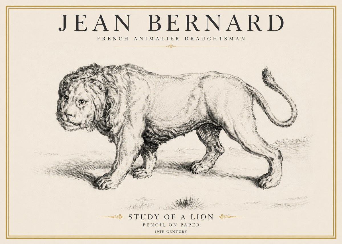 Jean Bernard Study of a Lion II No6 - Affiche