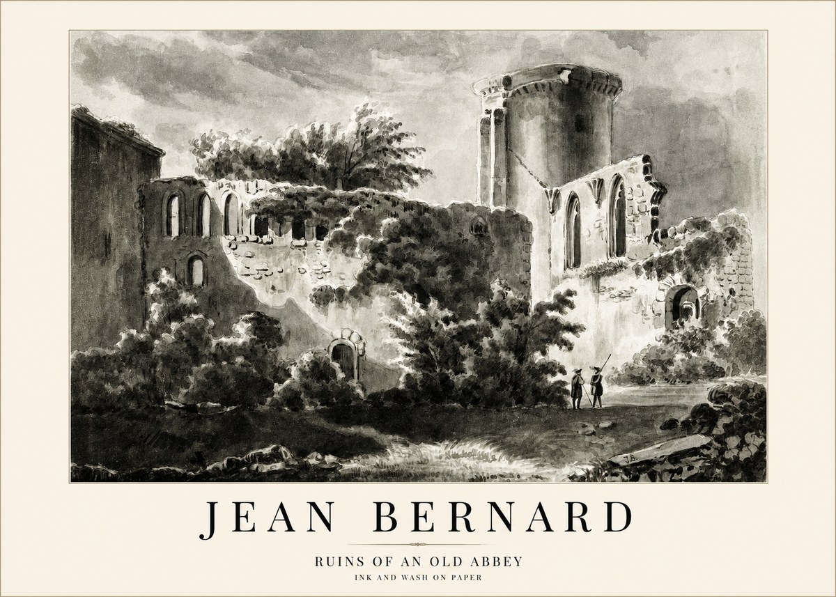 Jean Bernard Ruins of an Old Abbey No1 - Affiche