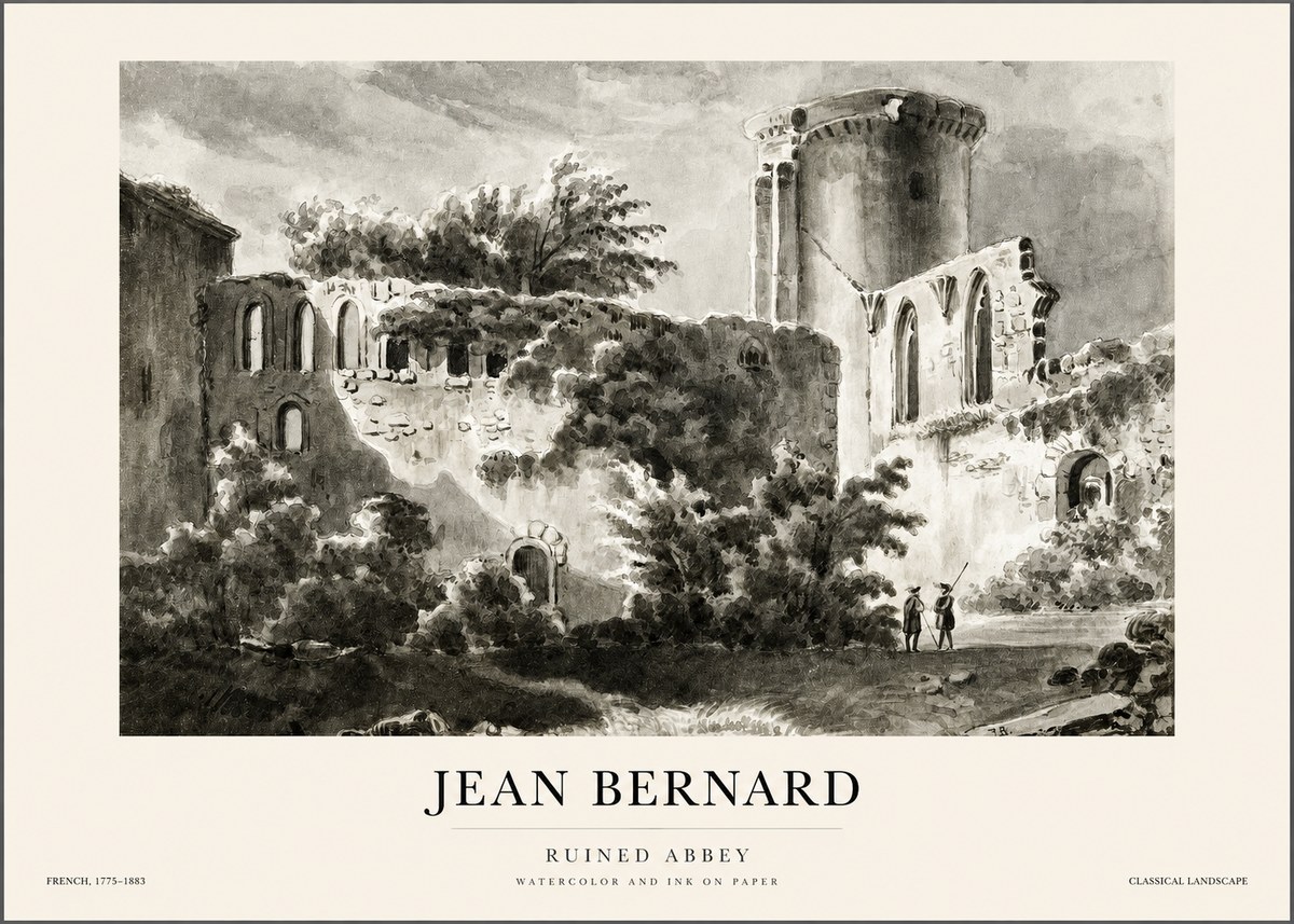 Jean Bernard Ruins of an Old Abbey No2 - Affiche