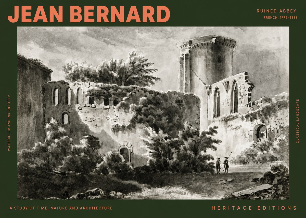 Jean Bernard Ruins of an Old Abbey No3 - Affiche