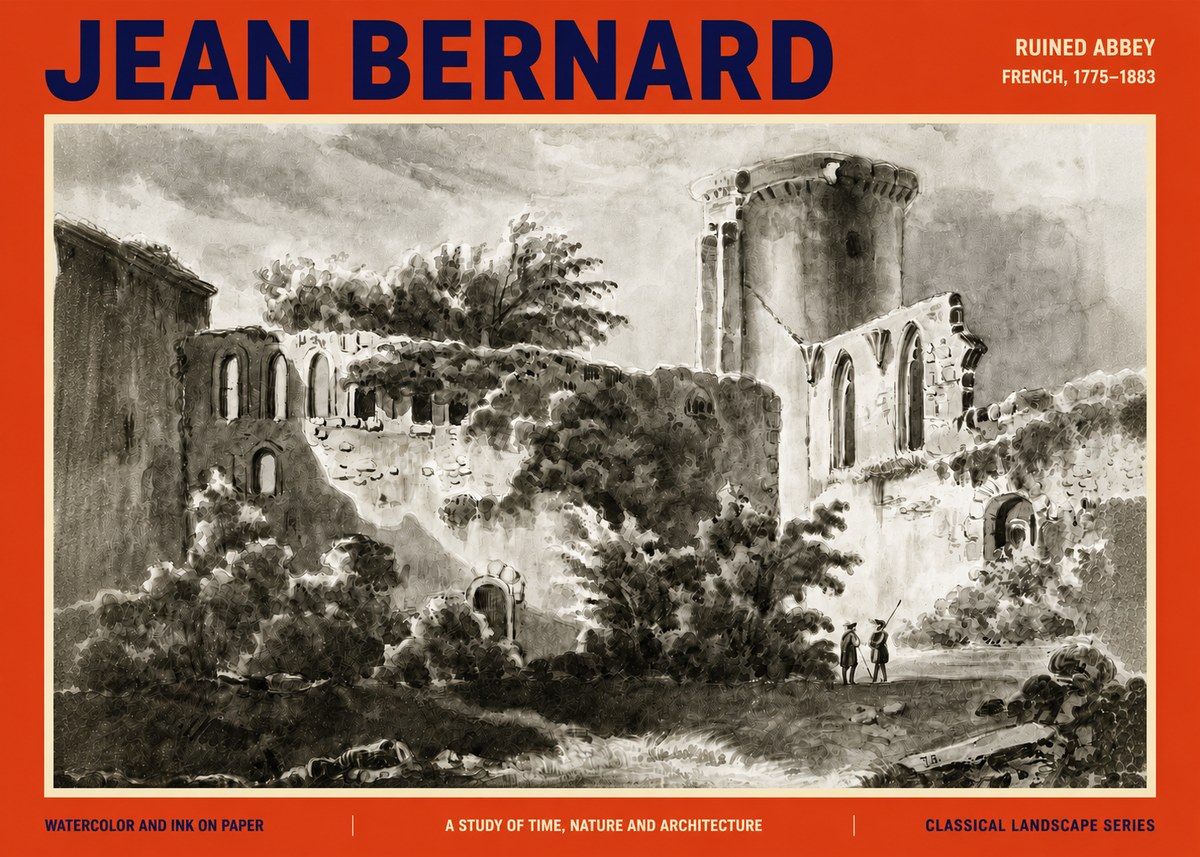 Jean Bernard Ruins of an Old Abbey No4 - Affiche