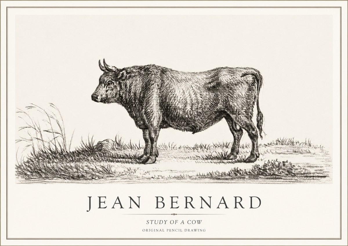 Jean Bernard Study of a Cow XIII No1 - Affiche