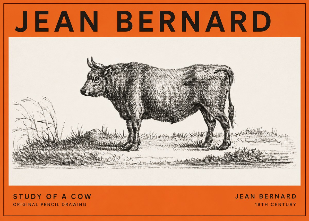 Jean Bernard Study of a Cow XIII No2 - Affiche