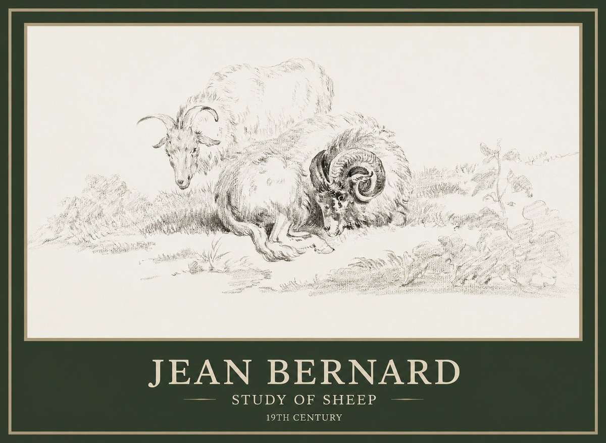 Jean Bernard Study of Sheep No1 - Affiche