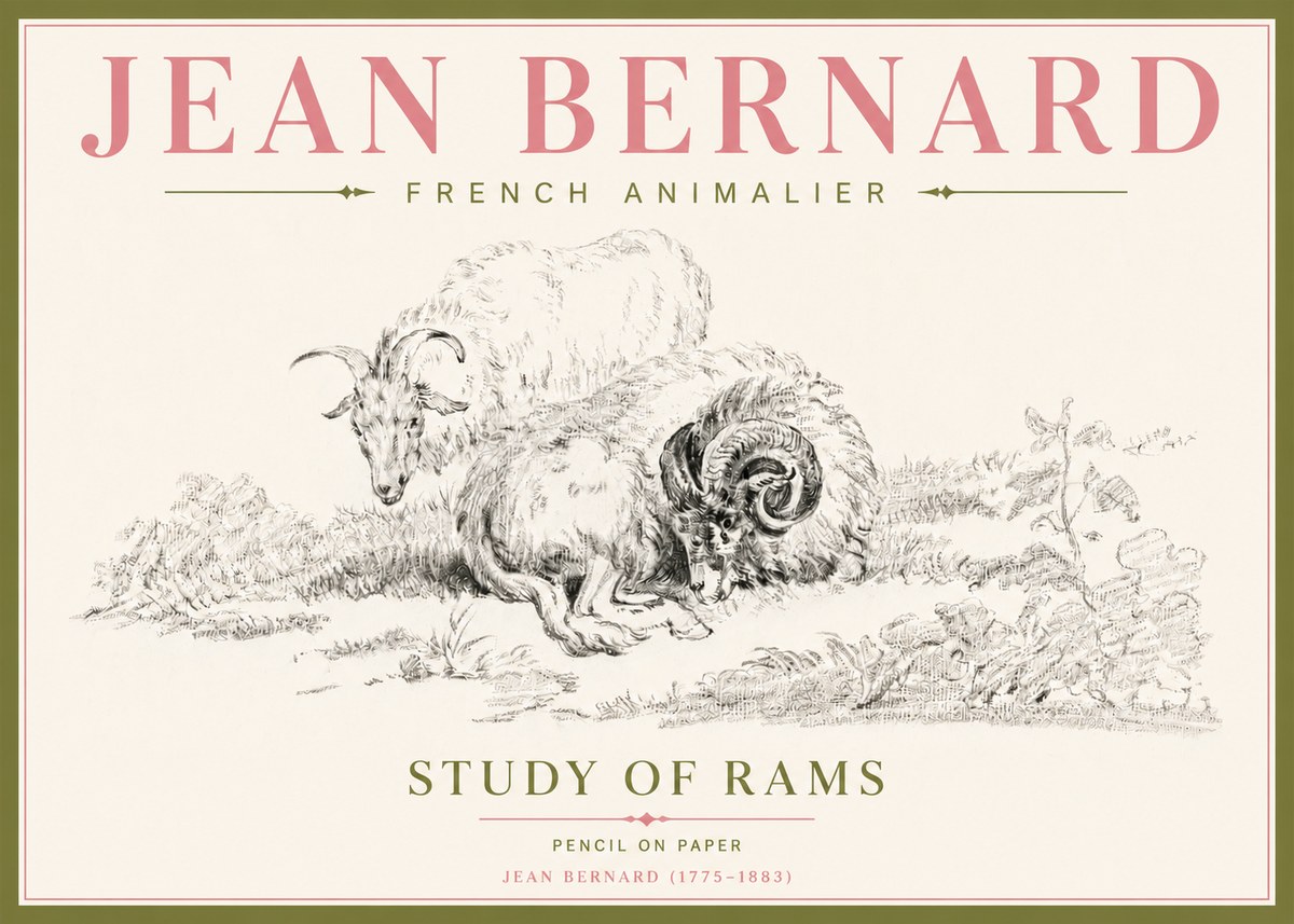 Jean Bernard Study of Sheep No5 - Affiche