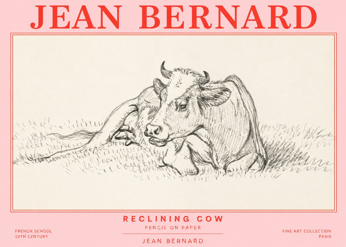 Jean Bernard Reclining Cow III No2 - Affiche