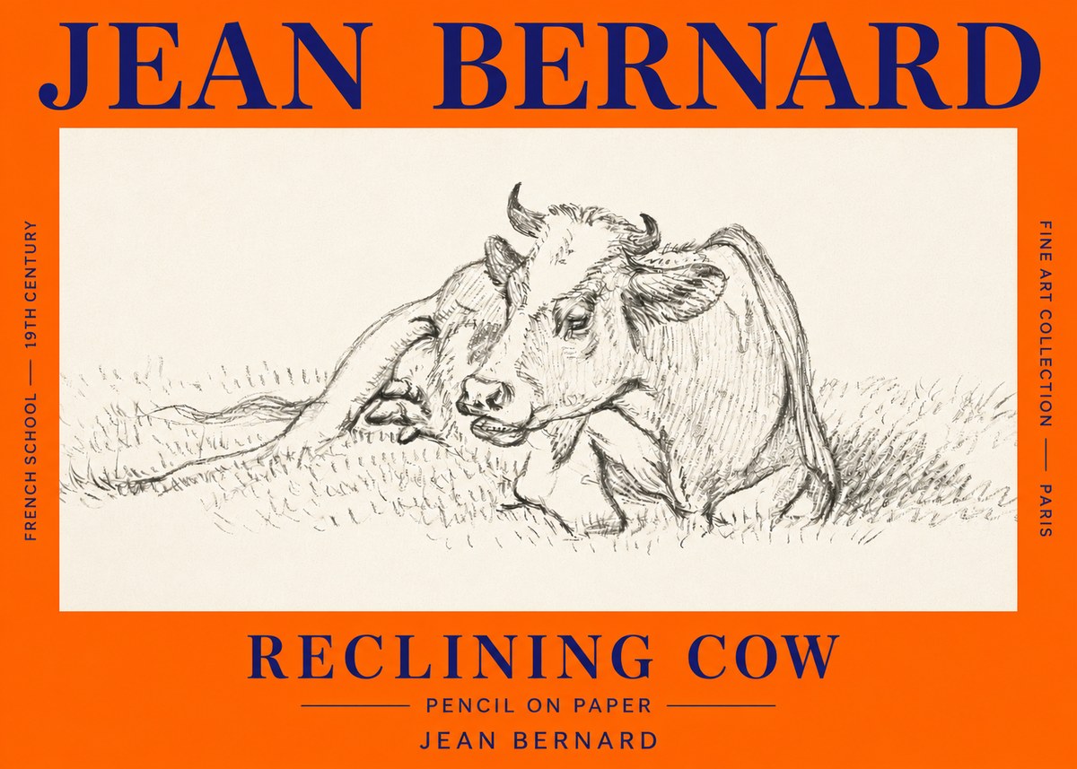 Jean Bernard Reclining Cow III No3 - Affiche