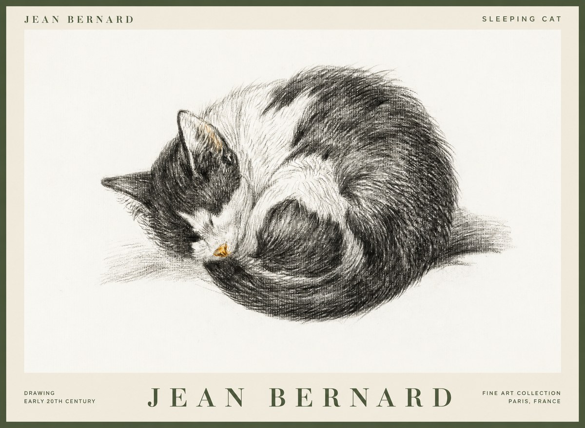 Jean Bernard Sleeping Cat VIII No1 - Affiche