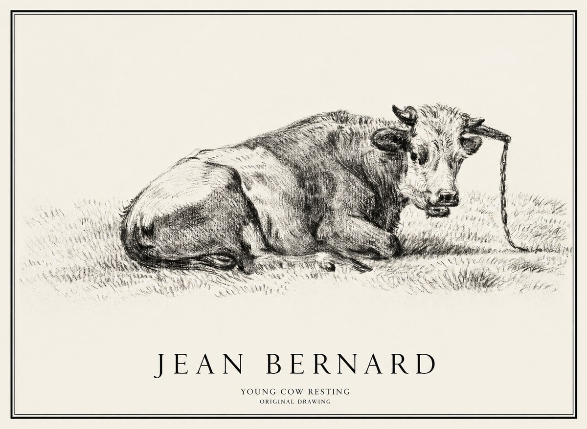 Jean Bernard Young Cow Resting No1 - Affiche