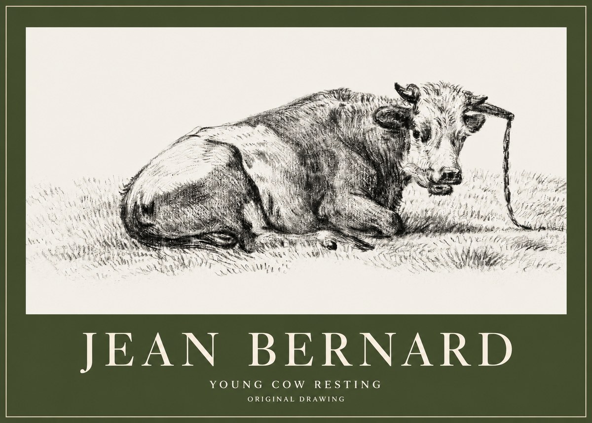 Jean Bernard Young Cow Resting No2 - Affiche