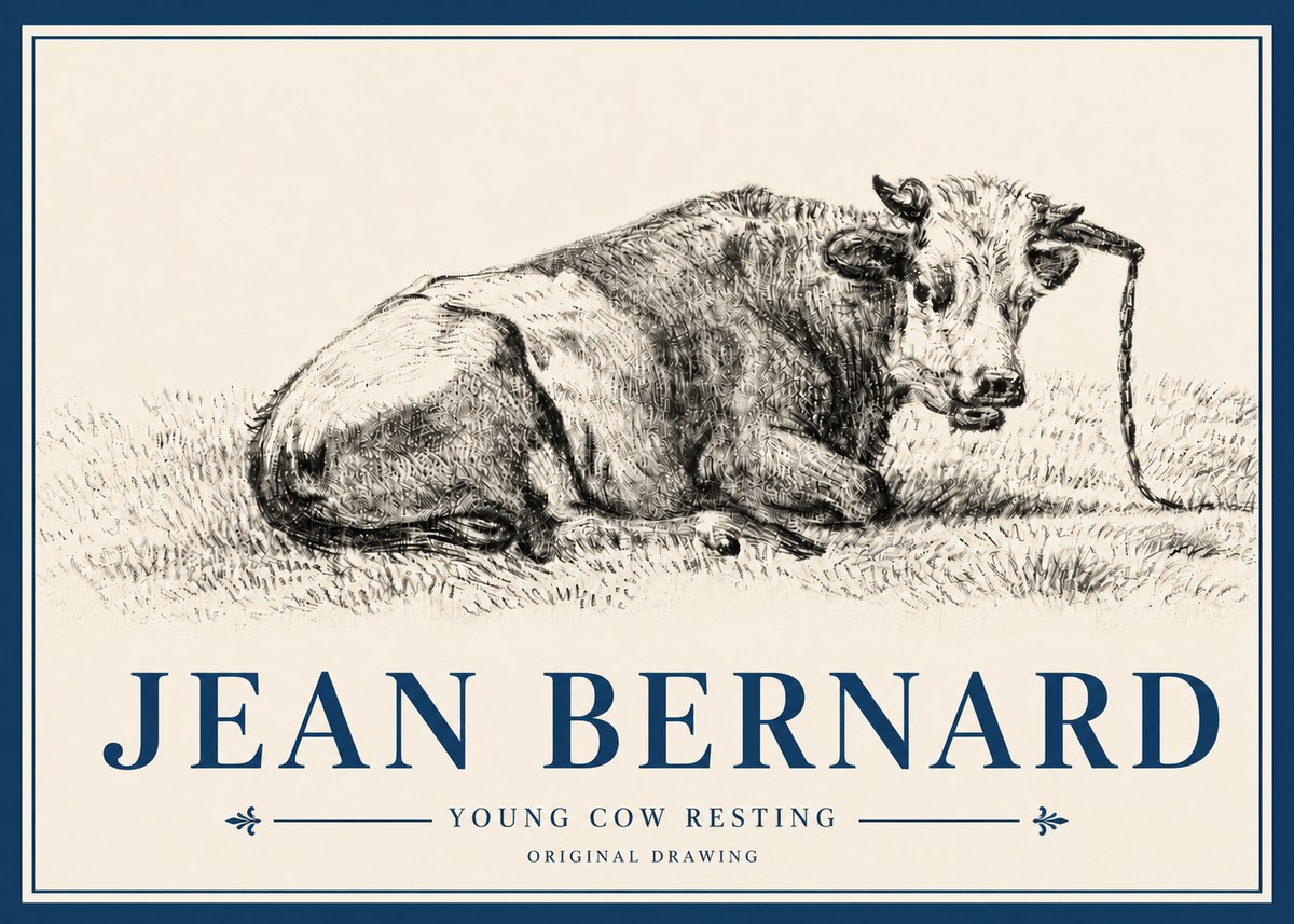 Jean Bernard Young Cow Resting No4 - Affiche