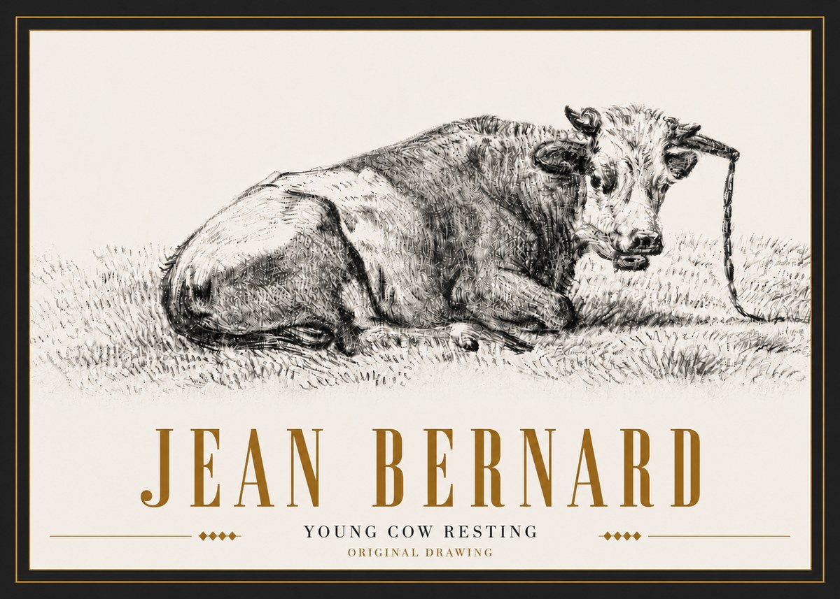 Jean Bernard Young Cow Resting No5 - Affiche