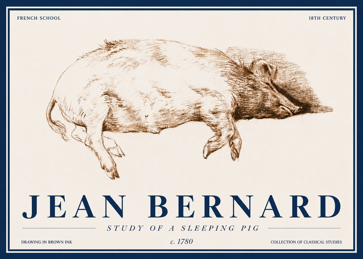 Jean Bernard Study of a Sleeping Pig No4 - Affiche