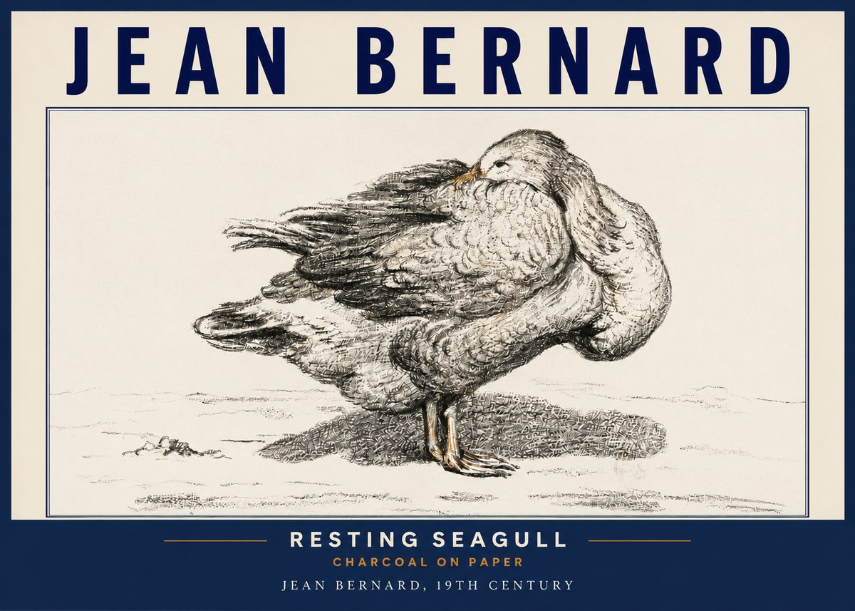 Jean Bernard Resting Seagull No4 - Affiche
