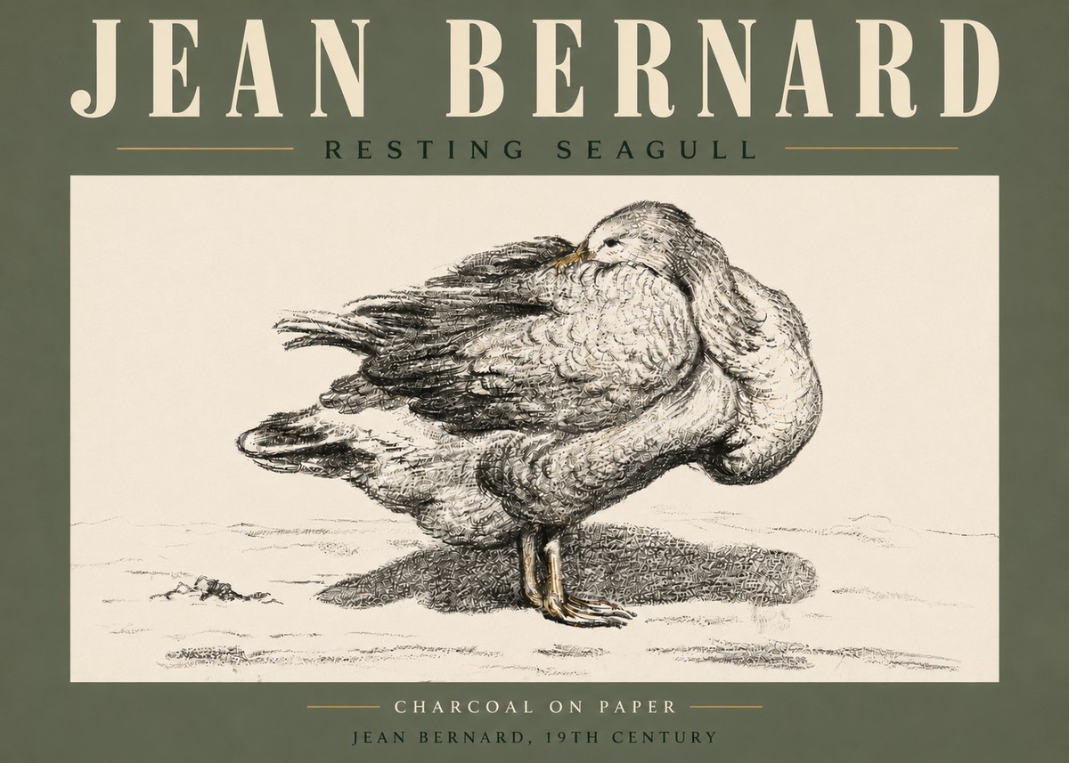 Jean Bernard Resting Seagull No5 - Affiche