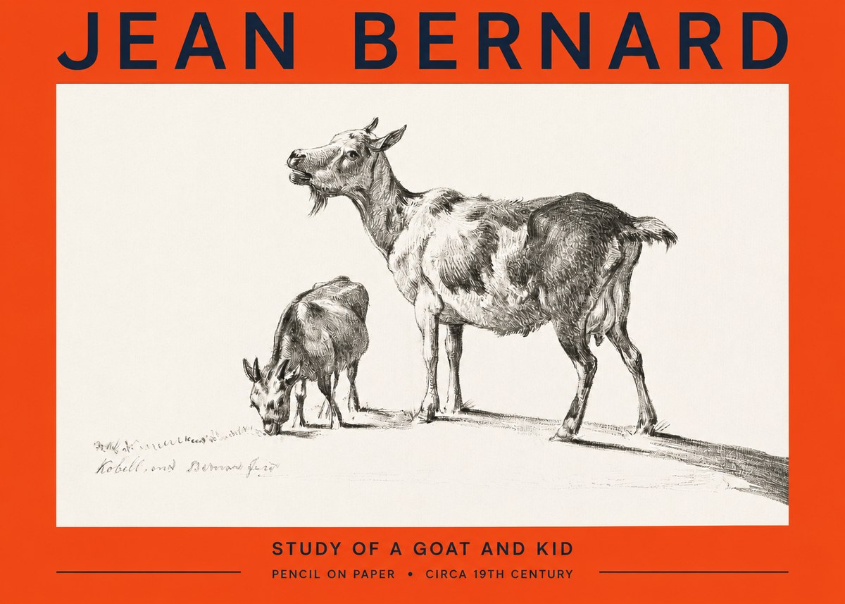 Jean Bernard Study of a Goat and Kid No2 - Affiche