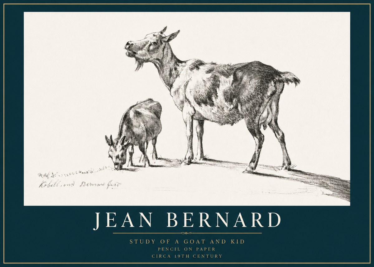 Jean Bernard Study of a Goat and Kid No3 - Affiche