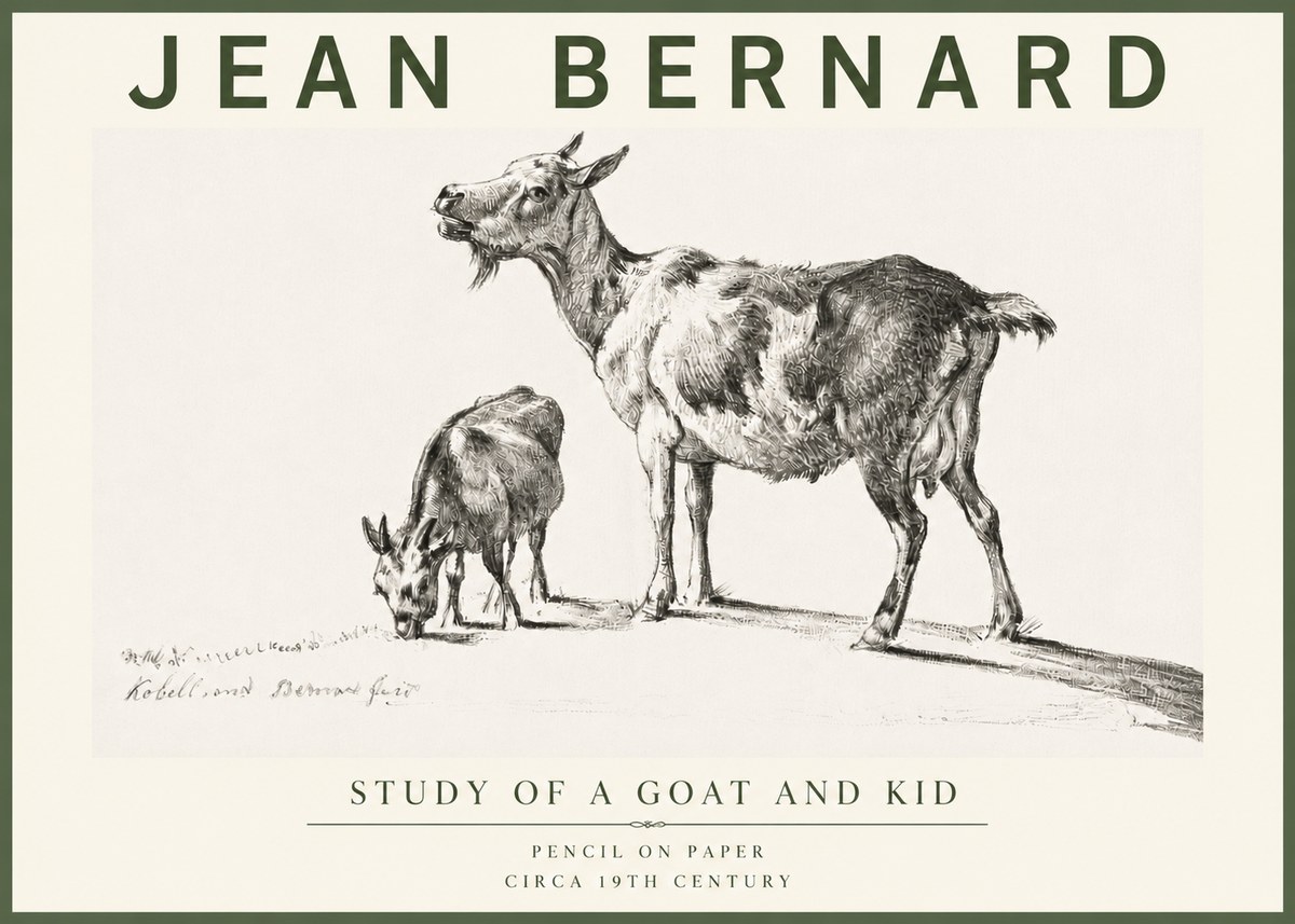Jean Bernard Study of a Goat and Kid No4 - Affiche