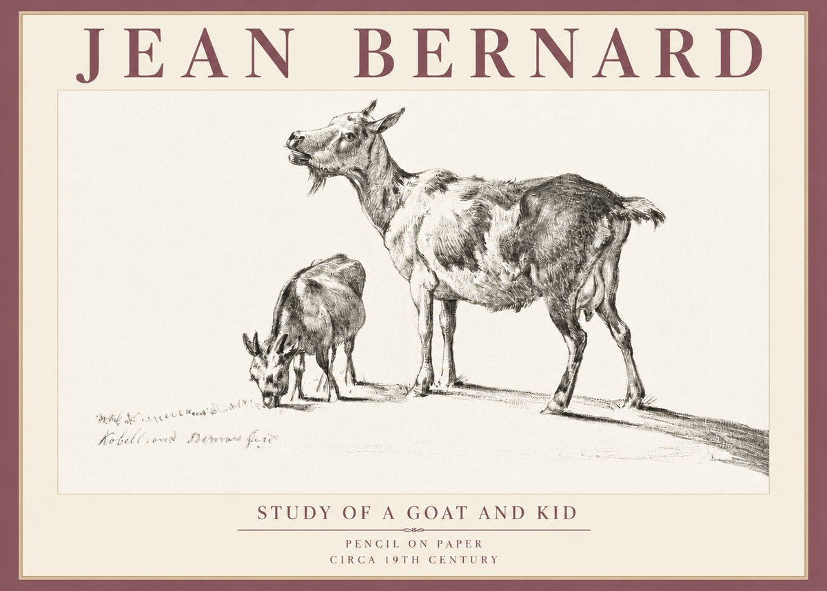 Jean Bernard Study of a Goat and Kid No5 - Affiche