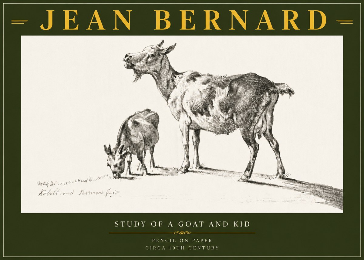 Jean Bernard Study of a Goat and Kid No6 - Affiche