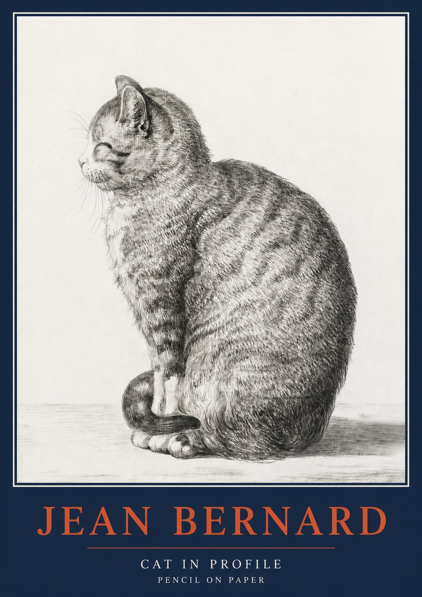 Jean Bernard Cat in Profile No2 - Affiche