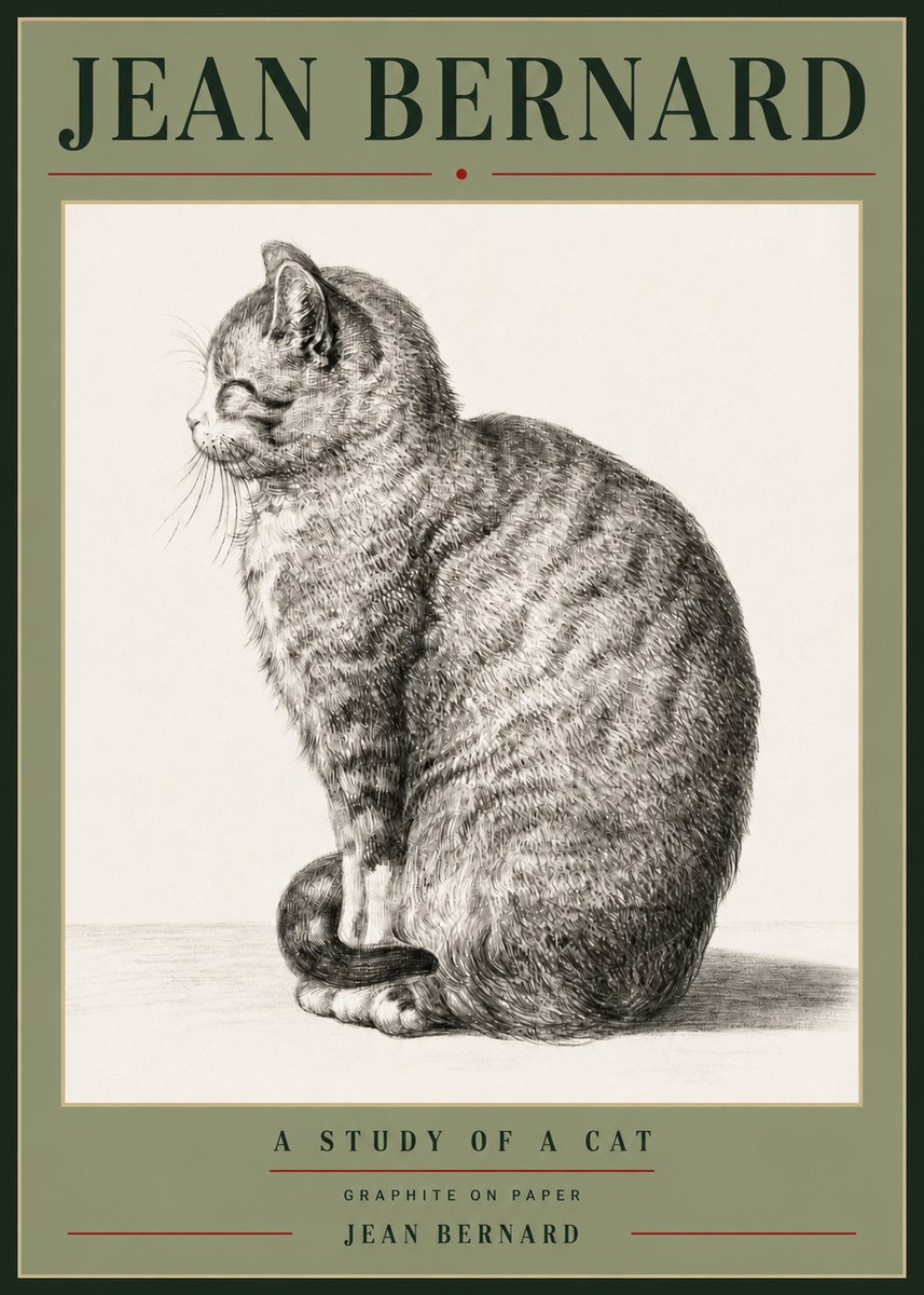 Jean Bernard Cat in Profile No6 - Affiche
