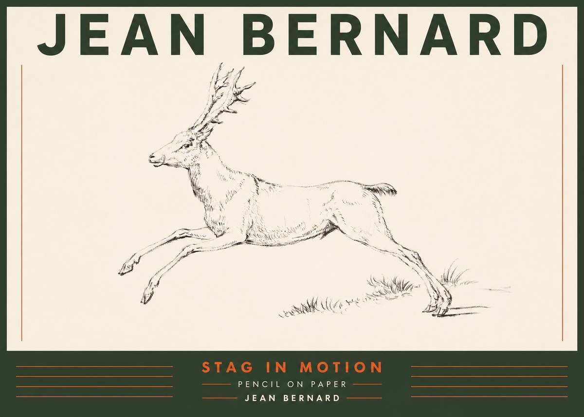 Jean Bernard Stag in Motion No4 - Affiche