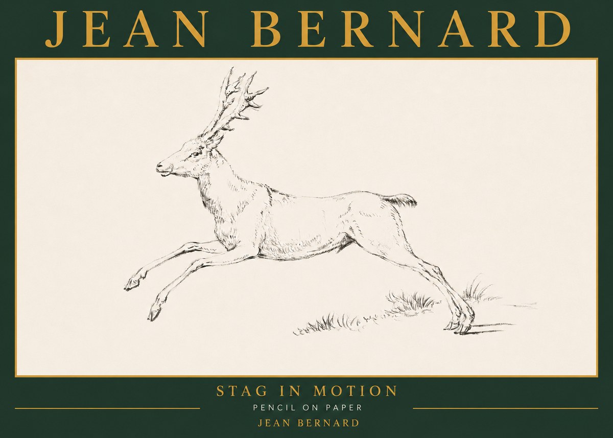 Jean Bernard Stag in Motion No5 - Affiche