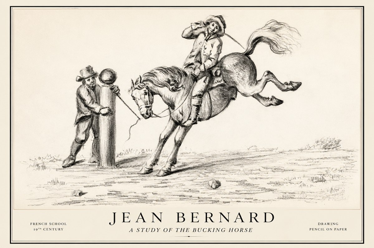 Jean Bernard A Study of the Bucking Horse No1 - Affiche