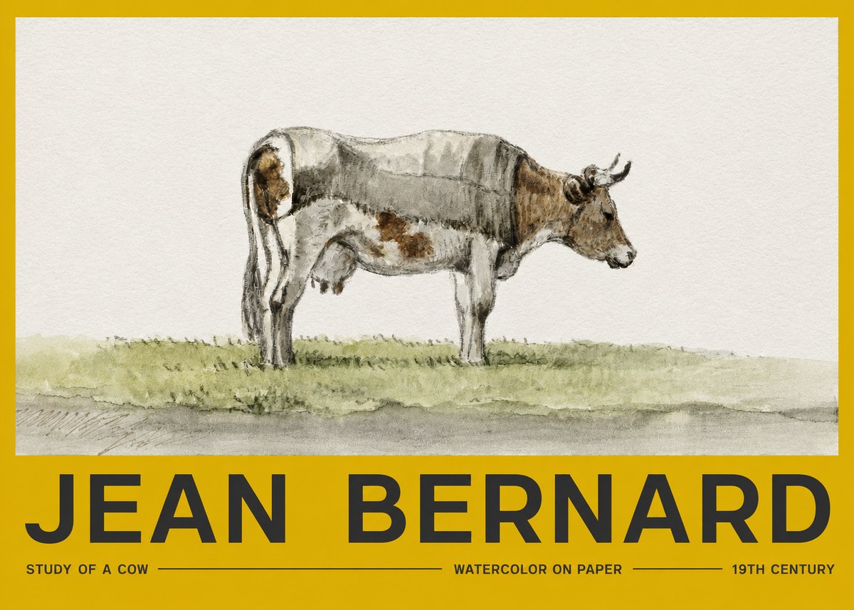 Jean Bernard Study of a Cow XIV No2 - Affiche