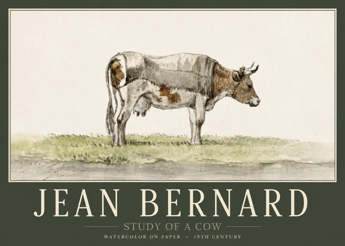Jean Bernard Study of a Cow XIV No3 - Affiche