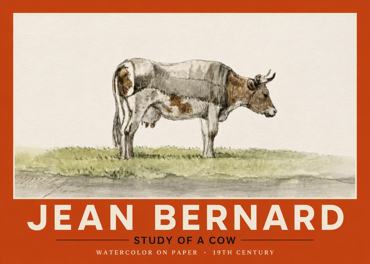 Jean Bernard Study of a Cow XIV No4 - Affiche