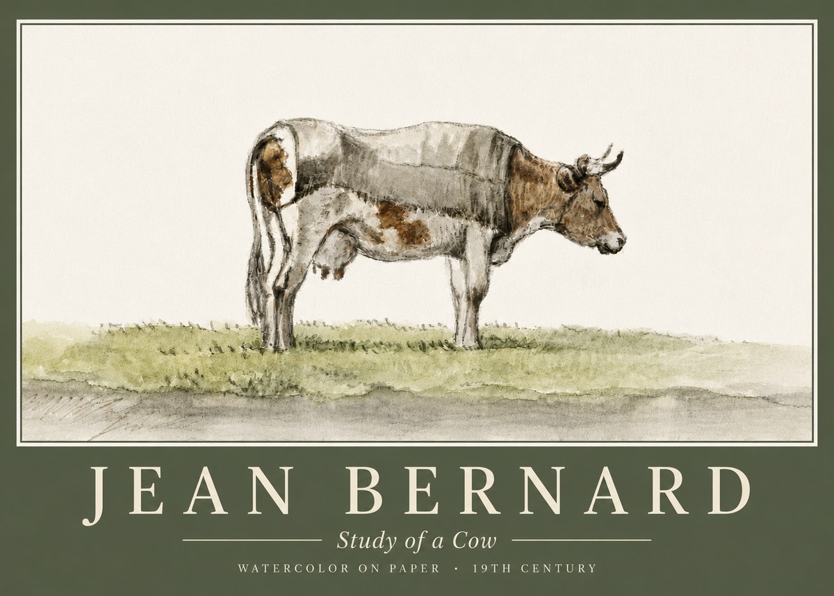Jean Bernard Study of a Cow XIV No5 - Affiche